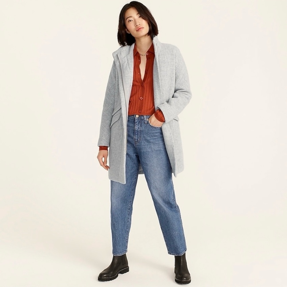 J Crew Italian Wool Cocoon Stadium Coat Gray Women’s Peacoat | Sz 6